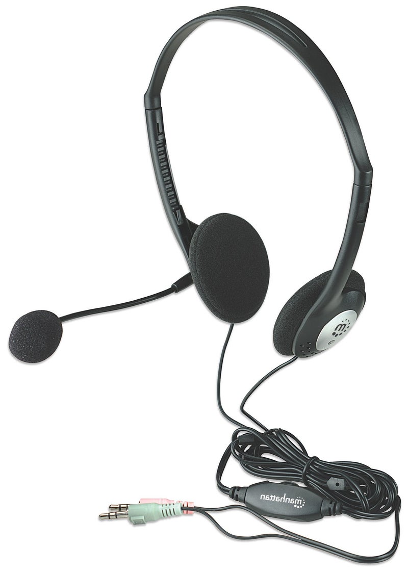 Manhattan 3.5mm Stereo Headset with Mic - with Microphone, Volume Control, 3.5 mm Stereo Plugs, 6.5ft Cable - for Desktop, Laptop, Computers - 3 Year Warranty - 164429 - Image 2